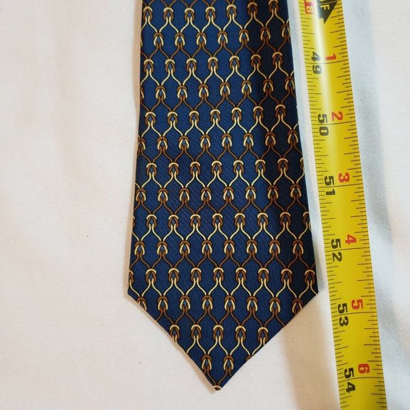 Hermes 100% Authentic Silk Tie  Geometrical Patterns Knots Navy Blue - Picture 10 of 12